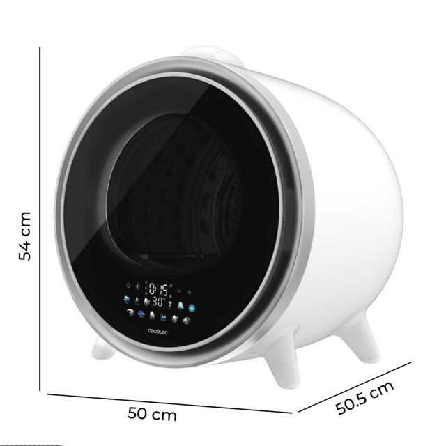 A01_EU01_111291 - Mini Secadora CECOTEC Bolero DressCode Dry 3600V Silver Compacta de Evacuaci�n Capacidad 3 Kg Secado Autom�tico 12 Programas Pantalla Funci�n Vapor y UV Care Detalle Gris Cromado (A01_EU01_111291)