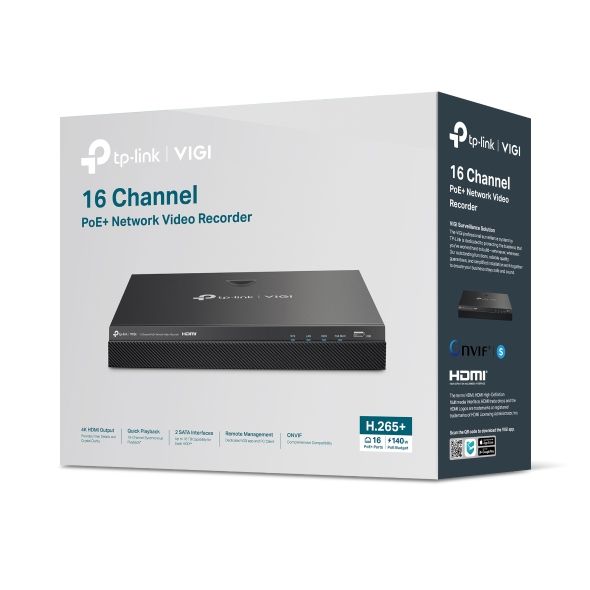 NVR2016H16MP - Grabador NVR TP-Link VIGI NVR2016H-16MP Videovigilancia IP de 16 canales 2 SATA Soporte PoE+ Integracion sencilla Gestion centralizada Salida de video HD (VIGI NVR2016H-16MP)