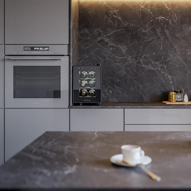 A01_EU01_109603 - Vinoteca CECOTEC Bolero GrandSommelier 600 CoolCrystal 6 Botellas Temperatura 8-18�C Control T�ctil Luz LED Interior Negra (A01_EU01_109603)
