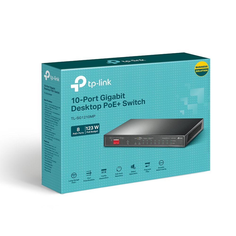 TL-SG1210MP - Switch TP-Link 9xRJ45 1xSFP Ethernet GbE PoE+ Negro (TLSG1210MP)