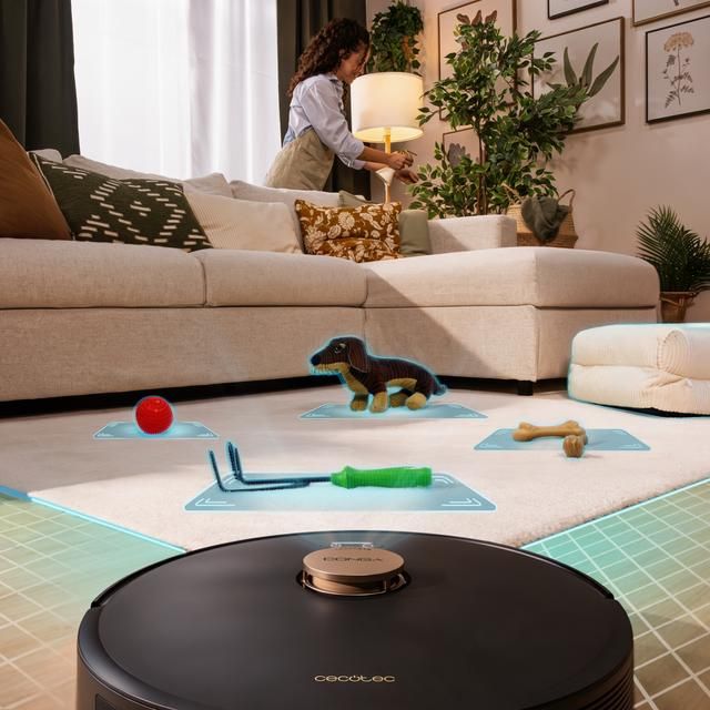 A01_EU01_136639 - Robot aspirador Cecotec Conga Q300 y friegasuelos con mopas giratorias elevables. Mopa derecha extensible 55 mm. 25000Pa y detecci�n de obst�culos. Limpieza en la base autom�tica con agua caliente, detergente y secado con aire caliente. (A01_EU01_136639)
