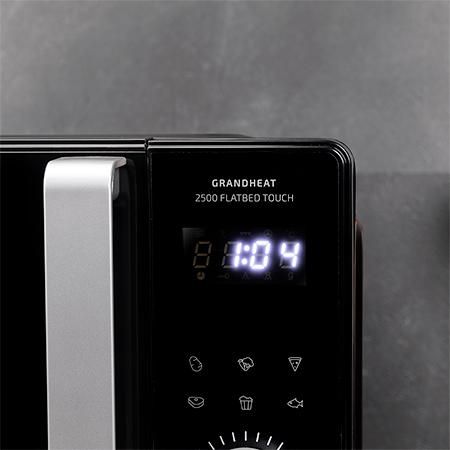 01405 - Microondas Cecotec GrandHeat 2500 Flatbed Touch Negro, sin Plato Digital de 800W, Capacidad 25L, Panel de Control T�ctil, 8 Funciones Preconfiguradas, Temporizador, Bloqueo de Seguridad. (01405)