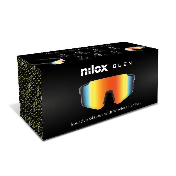 NXSGSPGLASSESBK - Gafas Inteligentes NILOX Deportivas, con audio y micro integrado, lentes de PC con proteccion contra la luz azul y UV400. Negro (NXSGSPGLASSESBK)