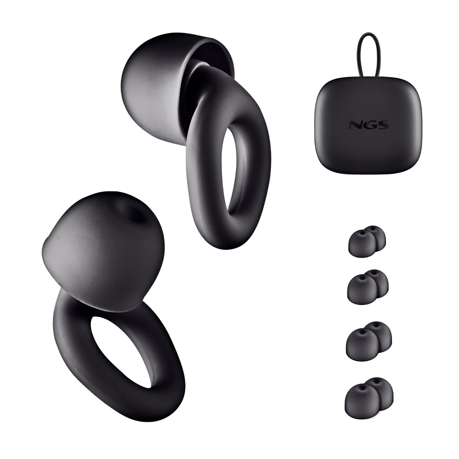 NOONBLACK - Tapones de o�do NGS Intraurales Silicona Reutilizables Estuche de Viaje Negros (NOONBLACK)