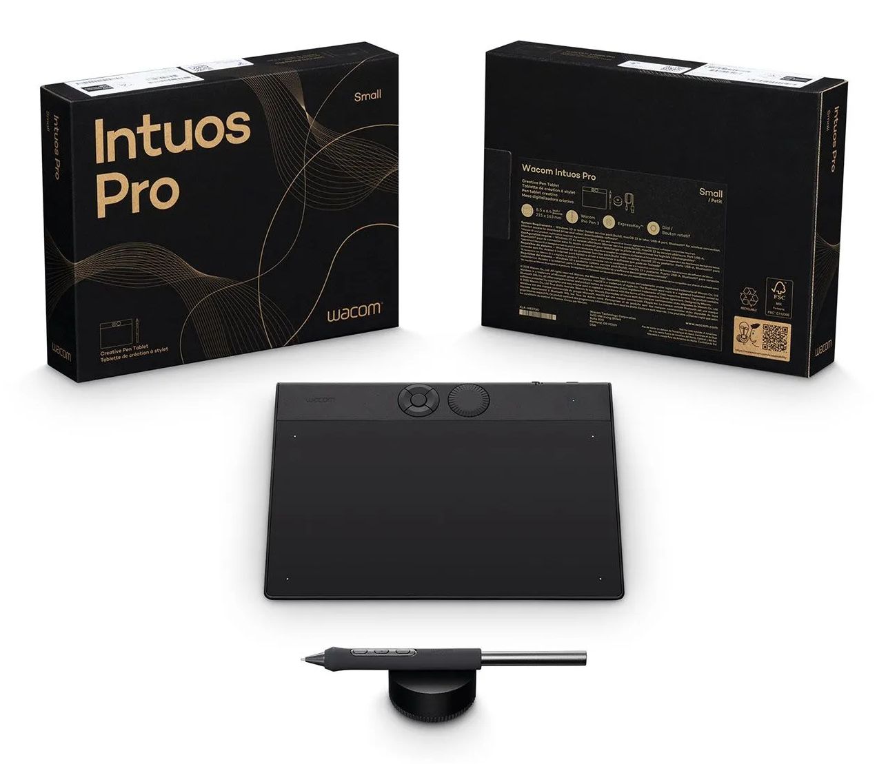 PTK470K0B - Tableta gr�fica Wacom Intuos Pro Small gr�fica profesional.105 mm dise�ada para ilustraci�n, dise�o gr�fico, retoque fotogr�fico y edici�n digital. Resoluci�n 5.080 lpi, 8.192 niveles de presi�n. Negro. (PTK470K0B)