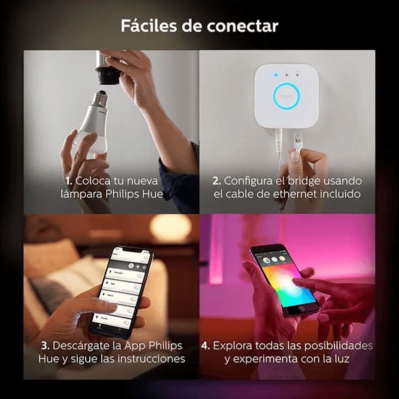 929002468810 - Philips Hue White & Color Ambiance. Bombilla LED inteligente con iluminaci�n RGB+W (blanco y colores), regulable y controlable desde la app Philips Hue.Crea ambientes personalizados, programar horarios y ajustar brillo, tono y escenas.(929002468810)