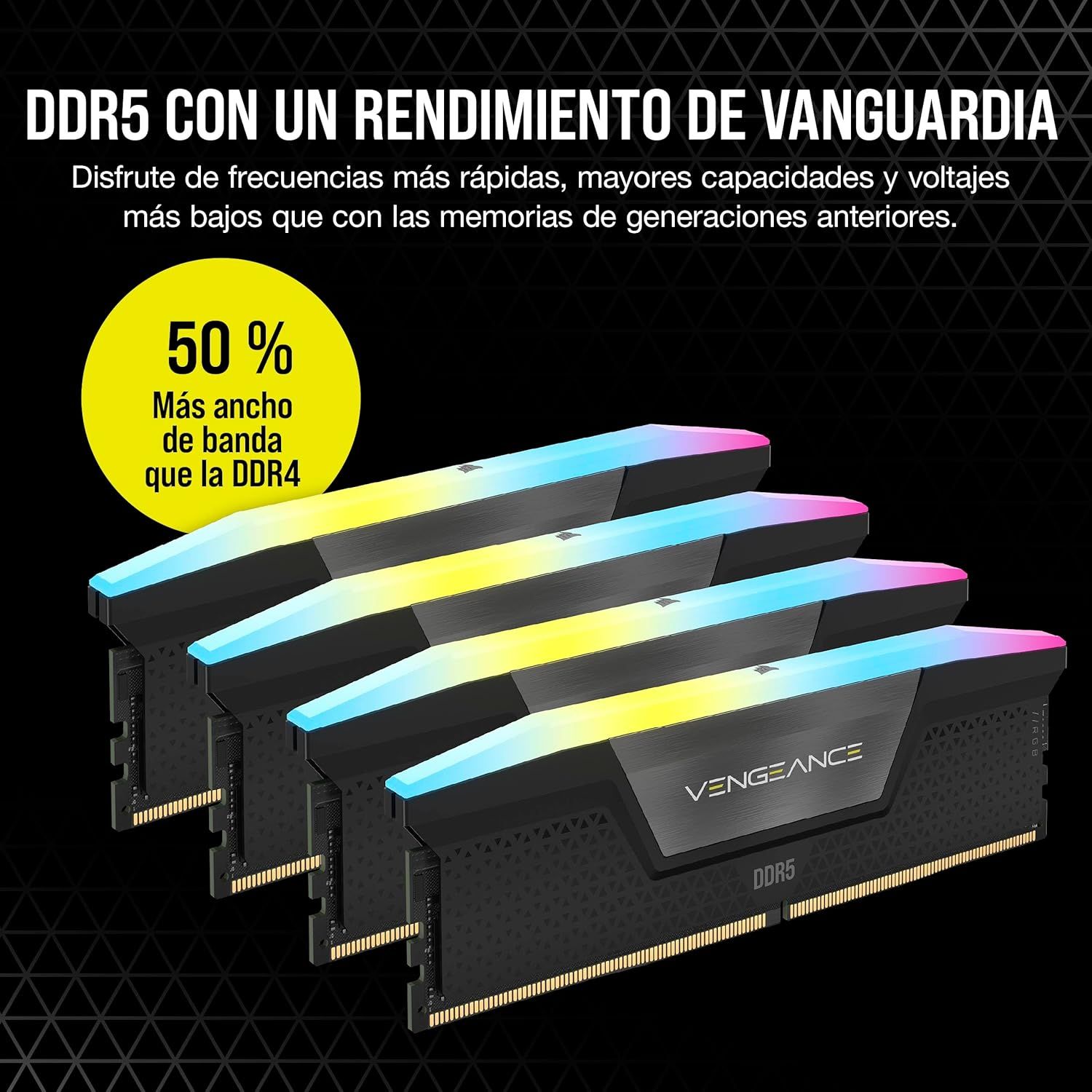 CMH16GX5M2B5200Z40 - M�dulo Corsair Vengeance DDR5 16Gb (2�8Gb) 5200 MT/s RGB 288-pin DIMM CL40 1.25V PC (CMH16GX5M2B5200Z40)