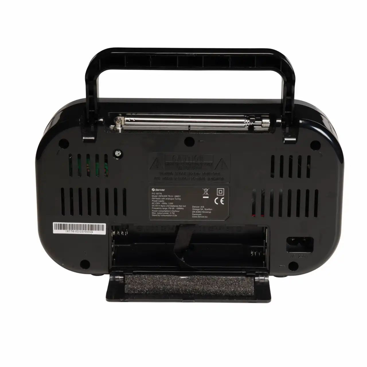 TR-51B BLACK - Denver TR-51B. Radio FM port�til con sintonizaci�n anal�gica y dise�o cl�sico. Funciona con corriente o pilas. Tama�o compacto.Corriente de 230 V~50 Hz. Negro