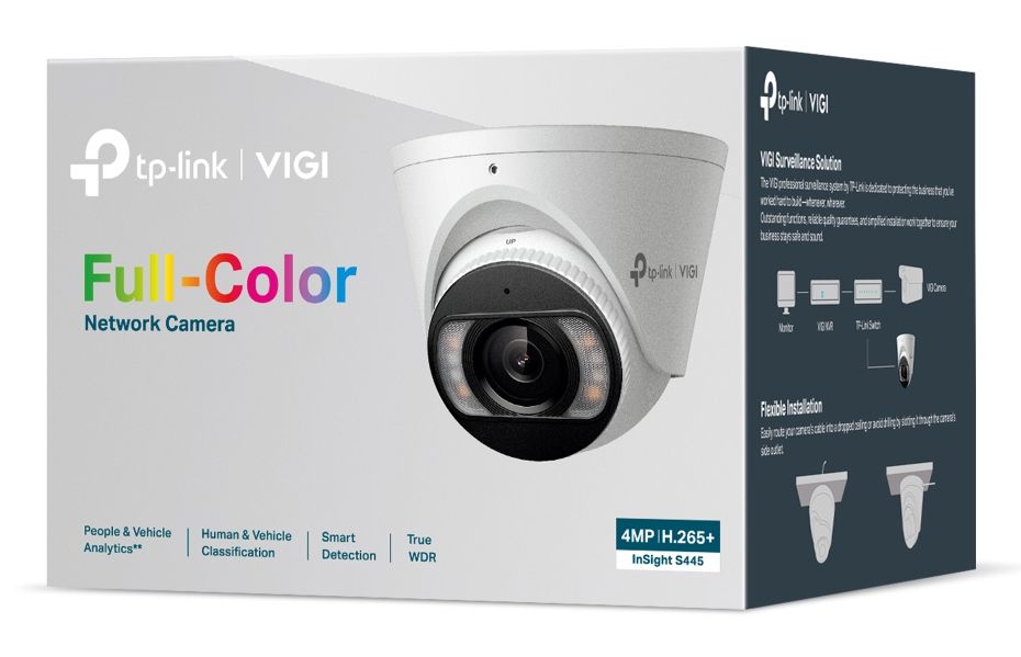 0170500762 - C�mara IP TP-Link VIGI turret ColorPro 2.0 de 4MP Tecnolog�a de compresi�n H.265+, Audio bidireccional, Resistente a la intemperie IP67, Visi�n nocturna a color.(INSIGHT S445 2.8MM)