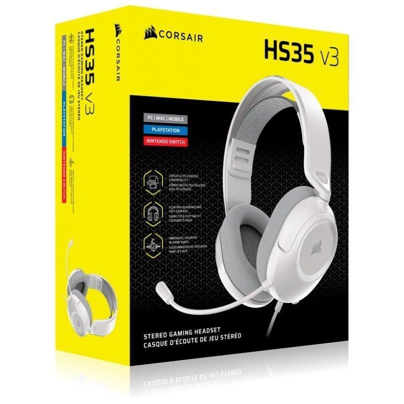 CA-9011400-WW - Auriculares+Micr�fono Gaming Corsair HS35 V3 Circumaurales Binaurales 3.5mm Cable 1.8m Blanco (CA-9011400-WW)