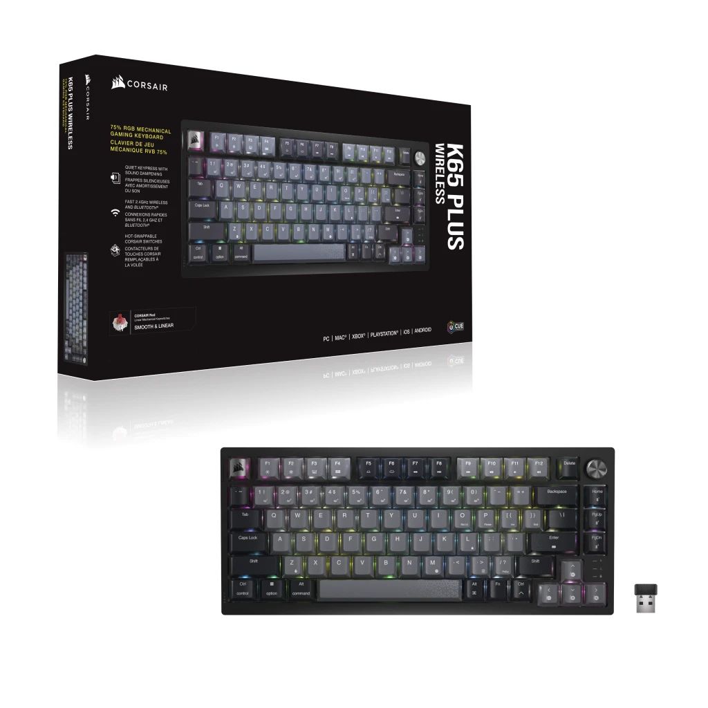 CH-91D401L-ES - Teclado Gaming Corsair K65 Plus RGB QWERTY Wireless Negro (CH-91D401L-ES)