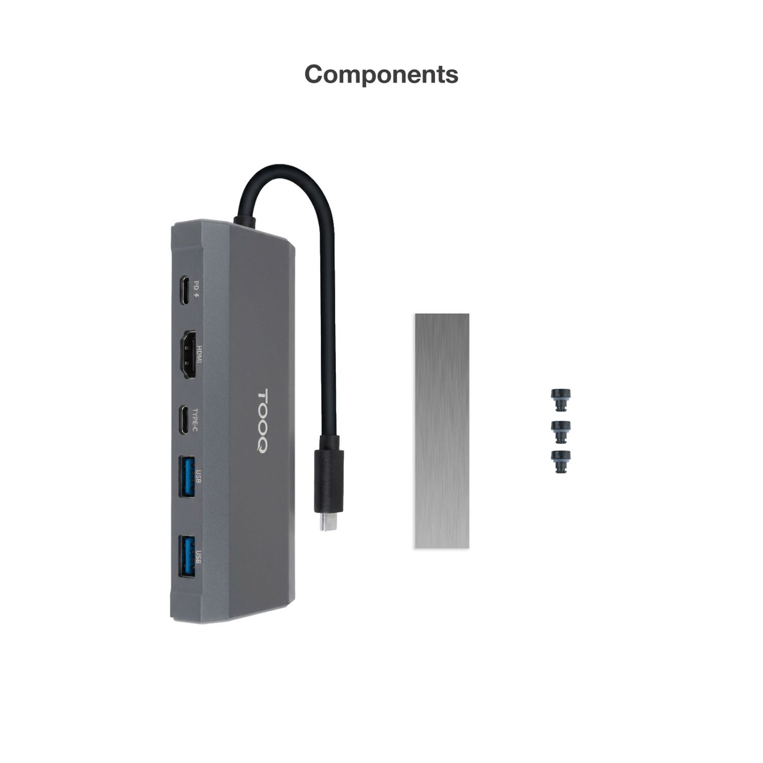 TQE-2241G - Docking Station TooQ SSD M.2 NVMe SATA PCIe 2xUSB-A 3.0 1xUSB-C 1xHDMI 2.0 4K/60Hz 1xUSB-C PD 100W Gris (TQE-2241G)