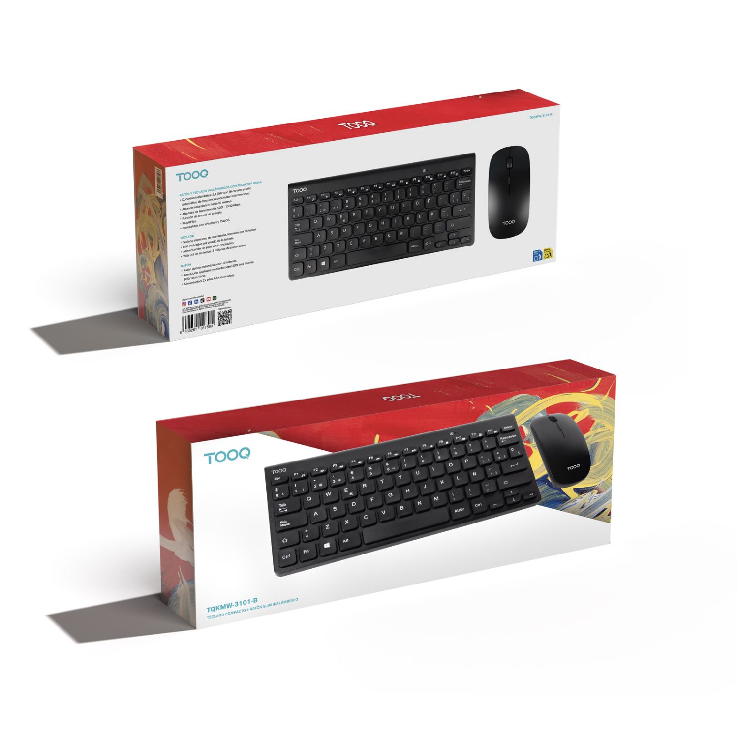 TQKMW-3101-B - Kit Teclado + Rat�n TooQ 78 Teclas RF Wireless �ptico 1600dpi 4 Botones Negro (TQKMW-3101-B)
