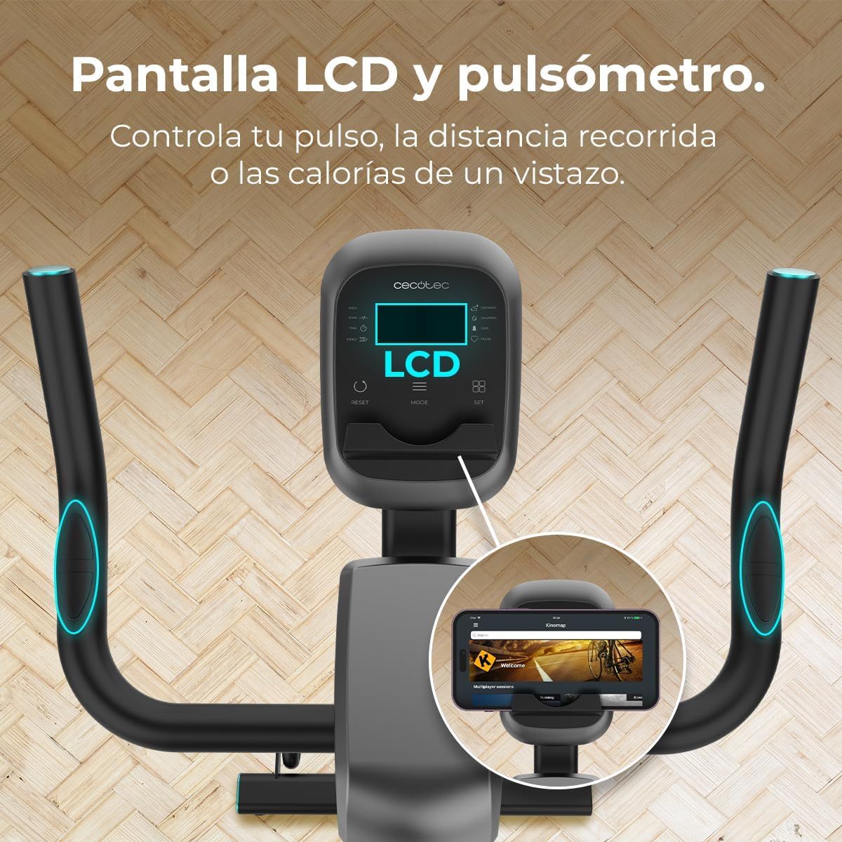A90_EU01_007212 - Bicicleta Est�tica CECOTEC DrumFit Indoor 10000 Magnetic Connected Volante de Inercia de 10Kg Pantalla LCD Puls�metro Ruedas de Transporte M�x. 120Kg APP (A90_EU01_007212)