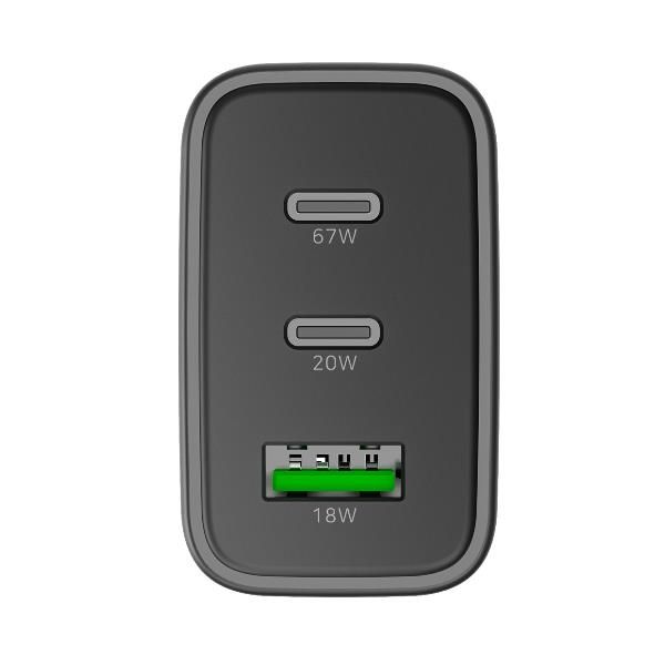 NX65GANUSBC - Cargador de Pared NILOX GaN 67W 1xUSB-A 2xUSB-C Negro (NX65GANUSBC)