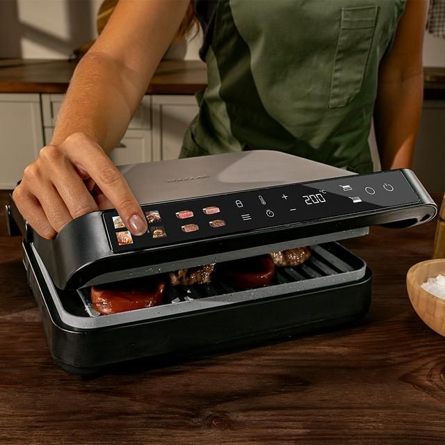 A01_EU01_112897 - Parrilla El�ctrica CECOTEC Rock'nGrill 2000 PerfectCook 2000W Temperatura Dual Regulable 80-230�C Placas Extra�bles con Revestimiento RockStone Aptas para Lavavajillas Apertura 105� Negra (A01_EU01_112897)