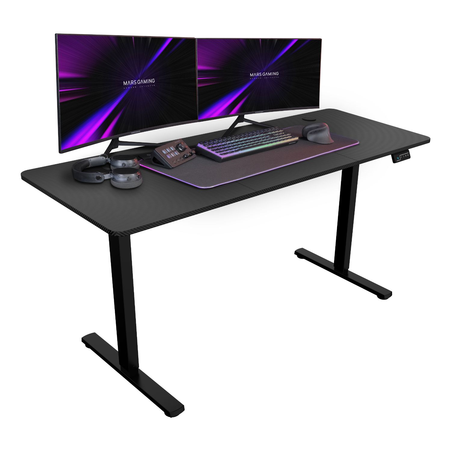 MGDERGOPRO160 - Mesa Mars Gaming 160x60x75cm El�ctrica Pasacables Gancho para Auriculares Negra (MGDERGOPRO160)