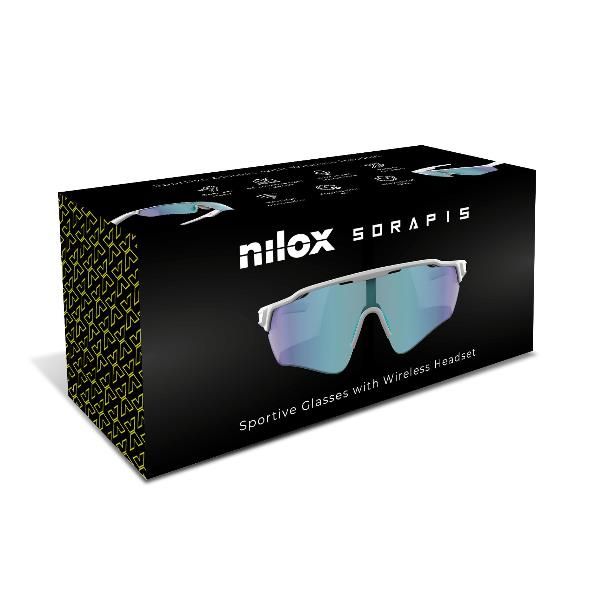 NXSGSPGLASSESWH - Gafas Inteligentes NILOX Deportivas, con audio y micro integrado, lentes de PC con proteccion contra la luz azul y UV400. Blanco (NXSGSPGLASSESWH)