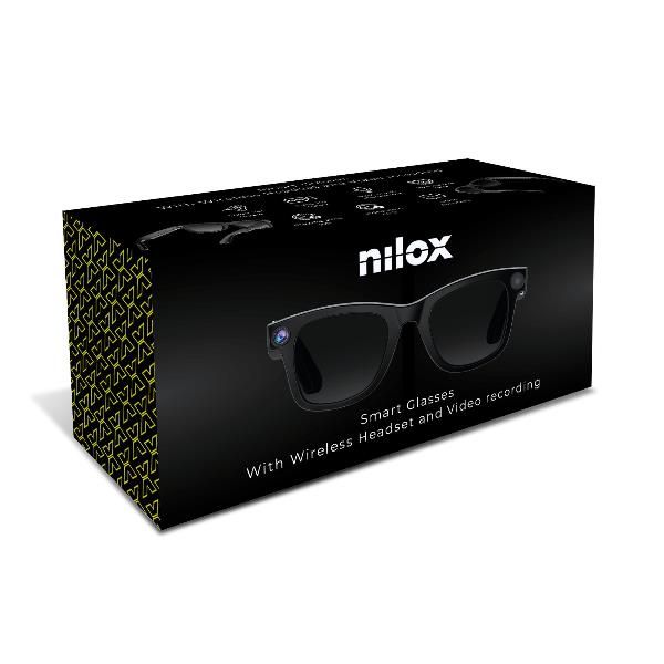 NXSGGLASSESAI - Gafas Inteligentes NILOX con c�mara integrada, inteligencia artificial, audio �Open Ear�, micr�fono integrado y lentes de PC con protecci�n contra la luz azul y UV400. Negro (NXSGGLASSESAI)