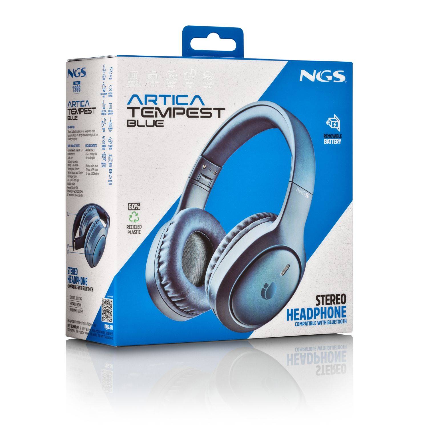 ARTICATEMPESTBLUE - Auriculares NGS Micr�fono Integrado Supraurales Binaurales Plegables Bluetooth USB-C Azules (ARTICATEMPESTBLUE)