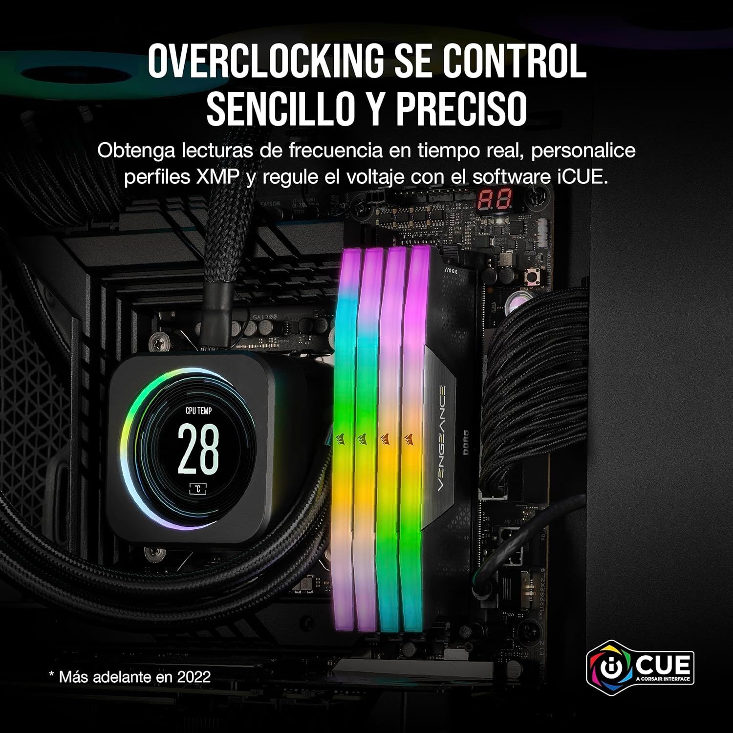 CMH16GX5M2B5200Z40 - M�dulo Corsair Vengeance DDR5 16Gb (2�8Gb) 5200 MT/s RGB 288-pin DIMM CL40 1.25V PC (CMH16GX5M2B5200Z40)