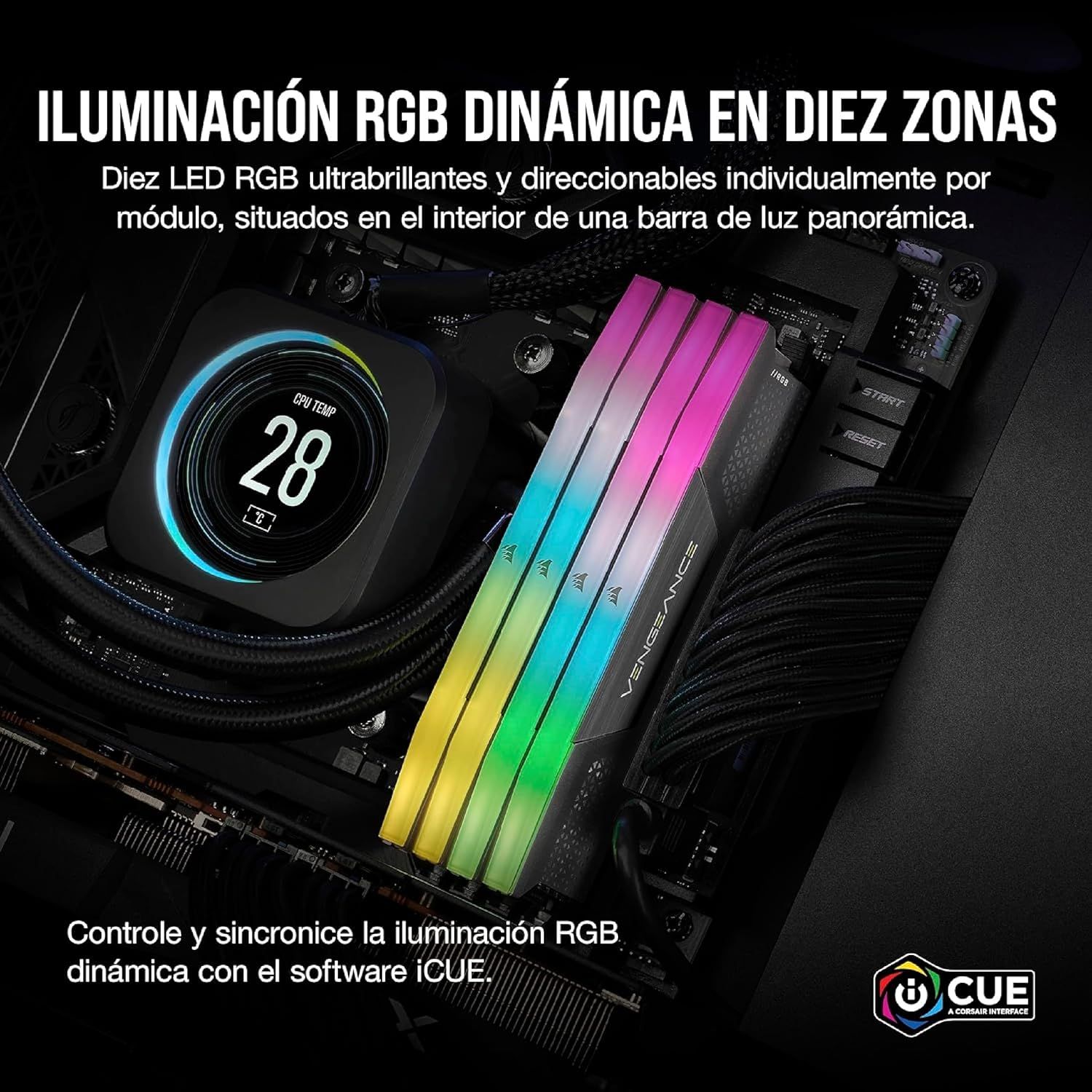 CMH16GX5M2B5600Z40 - M�dulo CORSAIR Vengeance DDR5 16Gb (2�8Gb) 5600MHz RGB DIMM (CMH16GX5M2B5600Z40)