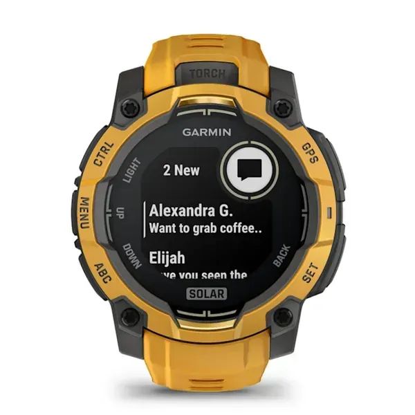 010-02934-02 - Smartwatch Garmin Instinct 3 Solar Digital T�ctil Color 1.2? 45mm LED Micr�fono/Altavoces Integrados Multideporte WiFi Bluetooth GPS ANT+ Cuerpo Amarillo/Gris Correa Amarilla (010-02934-02)