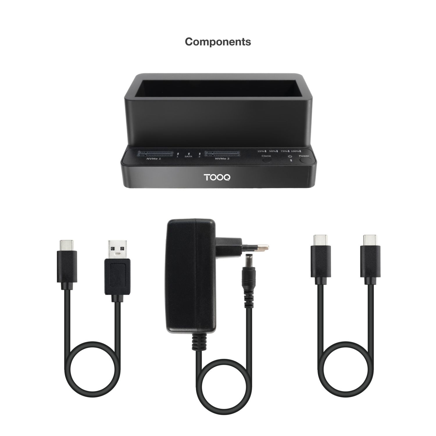 TQDS-502B - Docking Station TooQ SSD/HD USB-C PCIe SATA Negro (TQDS-502B)
