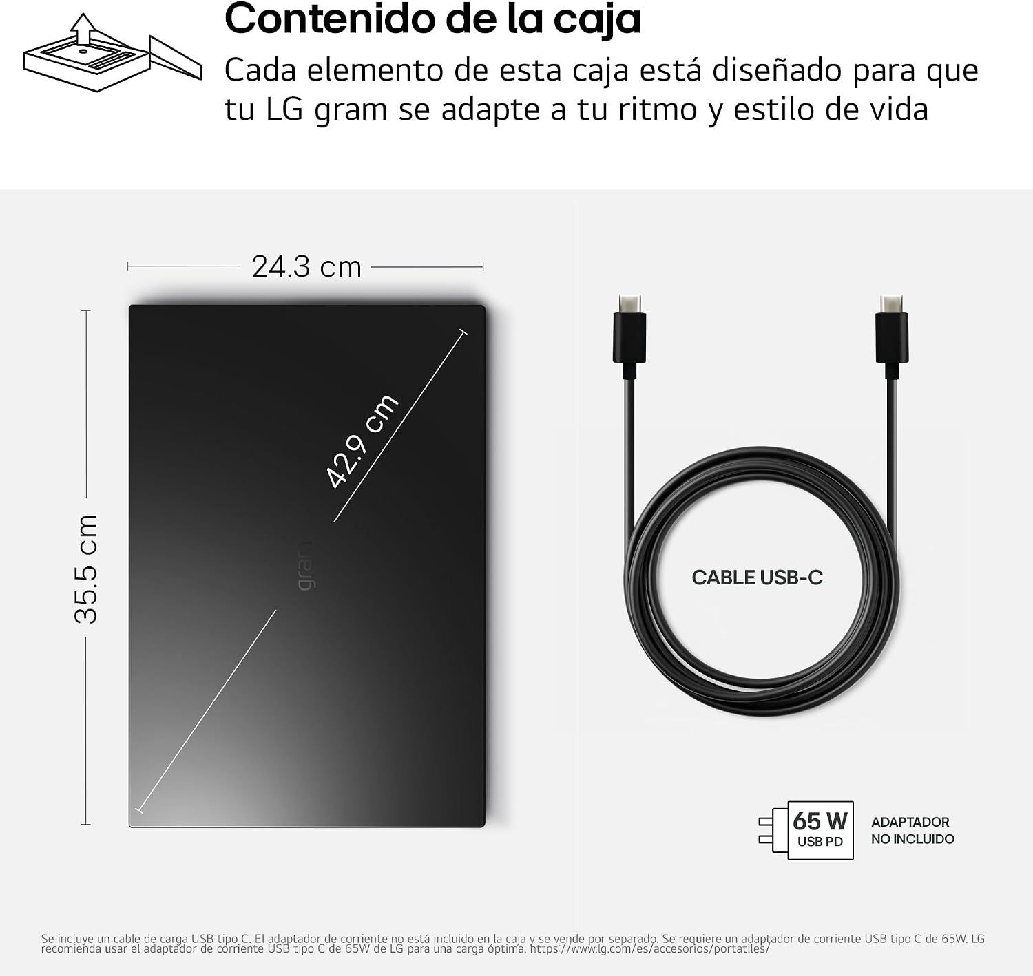 16Z90TL-G.AU85BN - Port�til LG gram Intel Core Ultra 7-258V 32Gb 512Gb SSD C�mara FHD 2xUSB-A 3.0 2xUSB4 1xHDMI 2.1 WiFi 7 Bluetooth 5.3 16