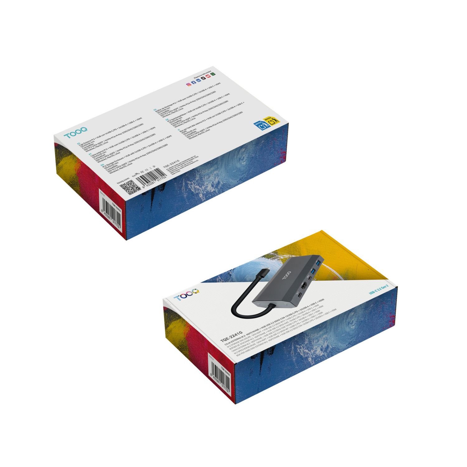 TQE-2241G - Docking Station TooQ SSD M.2 NVMe SATA PCIe 2xUSB-A 3.0 1xUSB-C 1xHDMI 2.0 4K/60Hz 1xUSB-C PD 100W Gris (TQE-2241G)