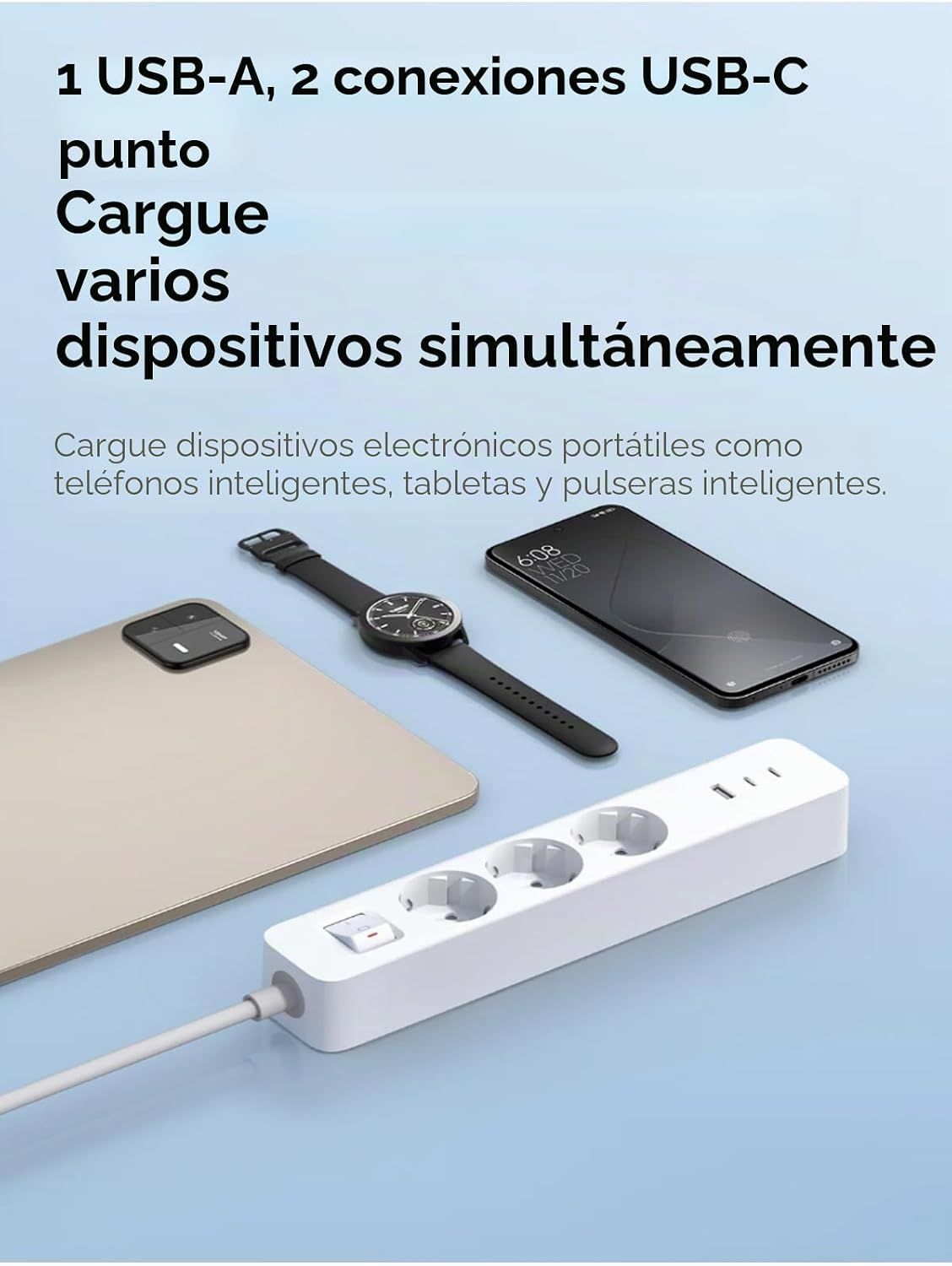 BHR07UKEU - Regleta XIAOMI 20W 3 Tomas 1xUSB-A 2xUSB-C Blanca (BHR07UKEU)