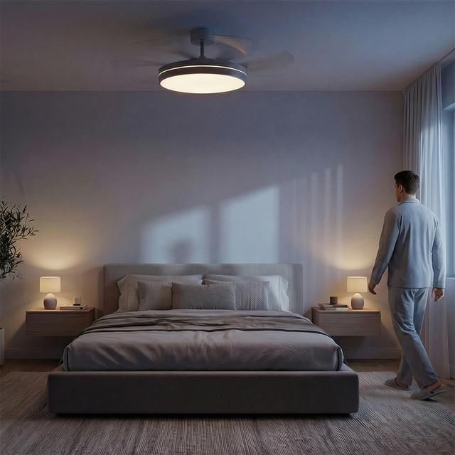 A01_EU01_124550 - Luz LED 3 Aspas Retr�ctiles 6 Velocidades Temporizador 6 horas Funci�n Invierno/Verano Mando a Distancia Acero (A01_EU01_124550)