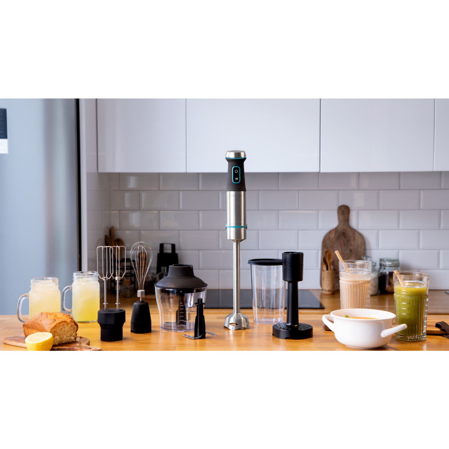 04293 - Batidora de Mano CECOTEC Power TitanBlack 1200 XL PerfectCream&Crush 1200W Pie XL Cuchilla de 4 Hojas Varillas Batidoras Campana Antisalpicaduras Negro/Verde/Acero Inoxidable (04293)