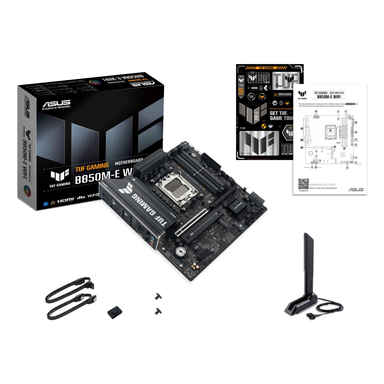 90MB1LS0-M0EAY0 - Placa base ASUS TUF GAMING B850M-E WIFI: (AM5) 4DDR5 M.2 SATA3 PCIe 4.0/5.0 USB DP HDMI RJ45 PS/2 mATX 7.1 WiFi 6E Bluetooth 5.3 Ethernet 2.5 GbE (90MB1LS0-M0EAY0)