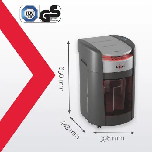 2025200xeu - Destructora REXEL Optimum AutoFeed+ 200X Corte Cruzado Grapas/Papel/Tarjetas de Cr�dito/Clips P-4 21L 200 Hojas Negra (2025200XEU)