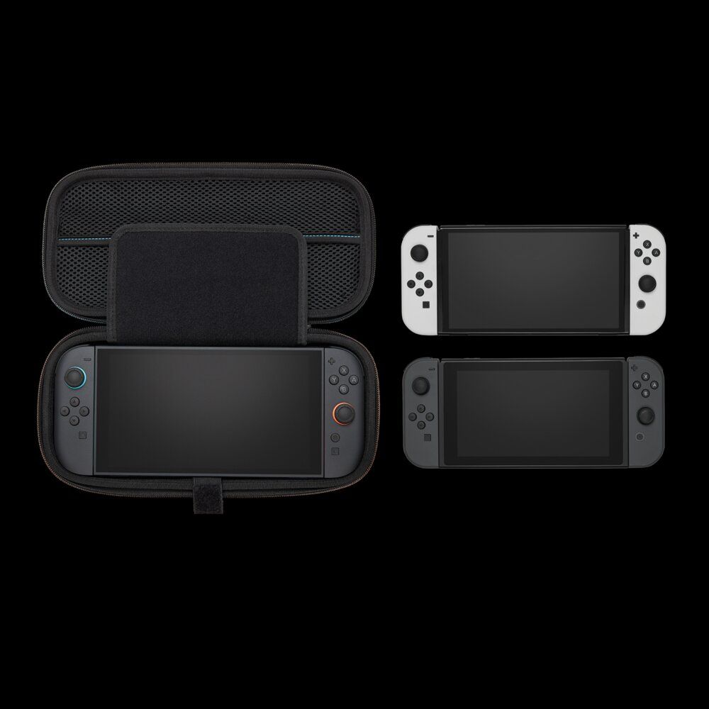 NSCS0552 - Funda protectora PowerA Protection Case para Nintendo Switch 2 Carcasa rigida Soporte de juego integrado Guardado para 9 tarjetas de juego y tarjetas microSD Bolsillo de malla Interior de felpa suave Asa de transporte Negro(NSCS0552)