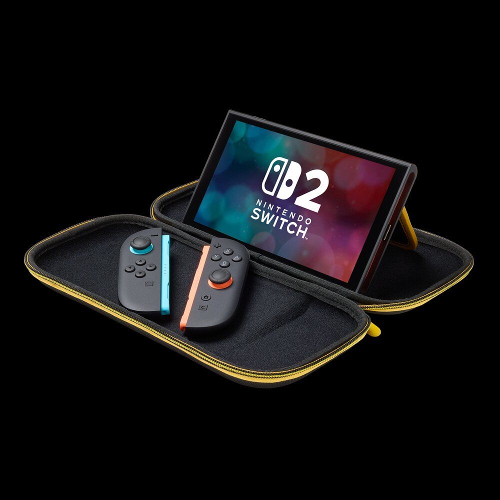 nscs0553 - Funda protectora PowerA Protection Case para Nintendo Switch 2 Carcasa rigida Soporte de juego integrado Guardado para 9 tarjetas de juego y tarjetas microSD Bolsillo de malla Interior de felpa suave Asa de transporte Estampada(NSCS0553)