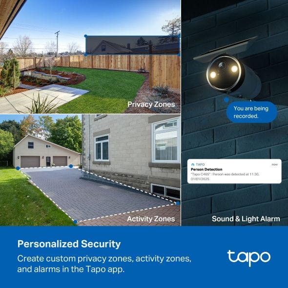 TAPO C465 - C�mara IP TP-Link 4K 8mp H.264 Sensor CMOS Panel Solar USB-C WiFi IP65 Modo D�a/Noche Exterior Blanca (Tapo C465)