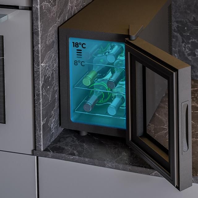 A01_EU01_109603 - Vinoteca CECOTEC Bolero GrandSommelier 600 CoolCrystal 6 Botellas Temperatura 8-18�C Control T�ctil Luz LED Interior Negra (A01_EU01_109603)