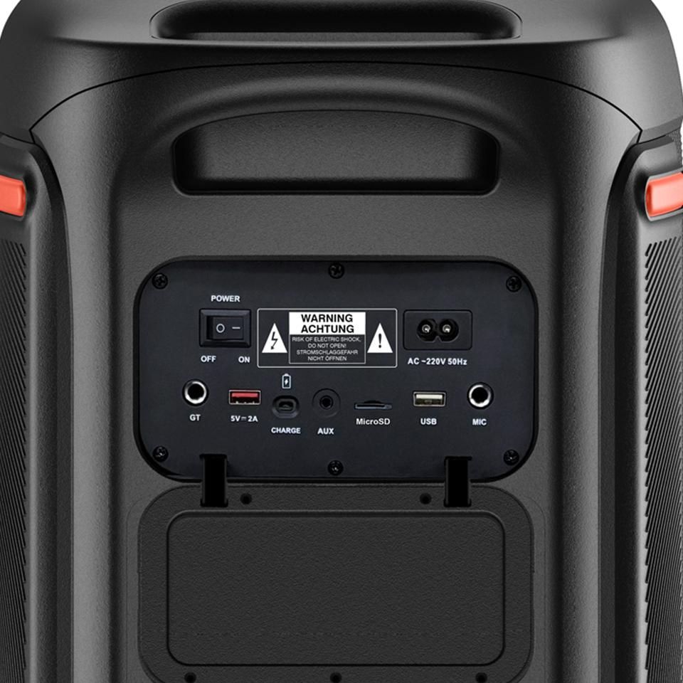 BPS-470 - Altavoz Port�til DENVER 200W RGB TWS Bluetooth 5.3 USB-A/Entrada Auxiliar/mSD Asa de Transporte Ruedas Negro (BPS-470)