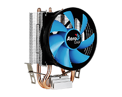 VERKHO2 - Ventilador AEROCOOL con disipador de aluminio para CPU 110w 2Heatpipes ventilador de 9mm PWM Blue (VERKHO2)