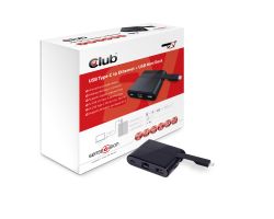 CSV-1530 - Bas para portátile y replicador de puerto CLUB3D Mini Dock USB Type-C to Ethernet + USB3.0 + USB  C Charging