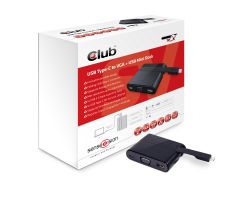 CSV-1532 - Bas para portátile y replicador de puerto CLUB3D Mini Dock USB Type-C to VGA + USB3.0 + USB  C Charging