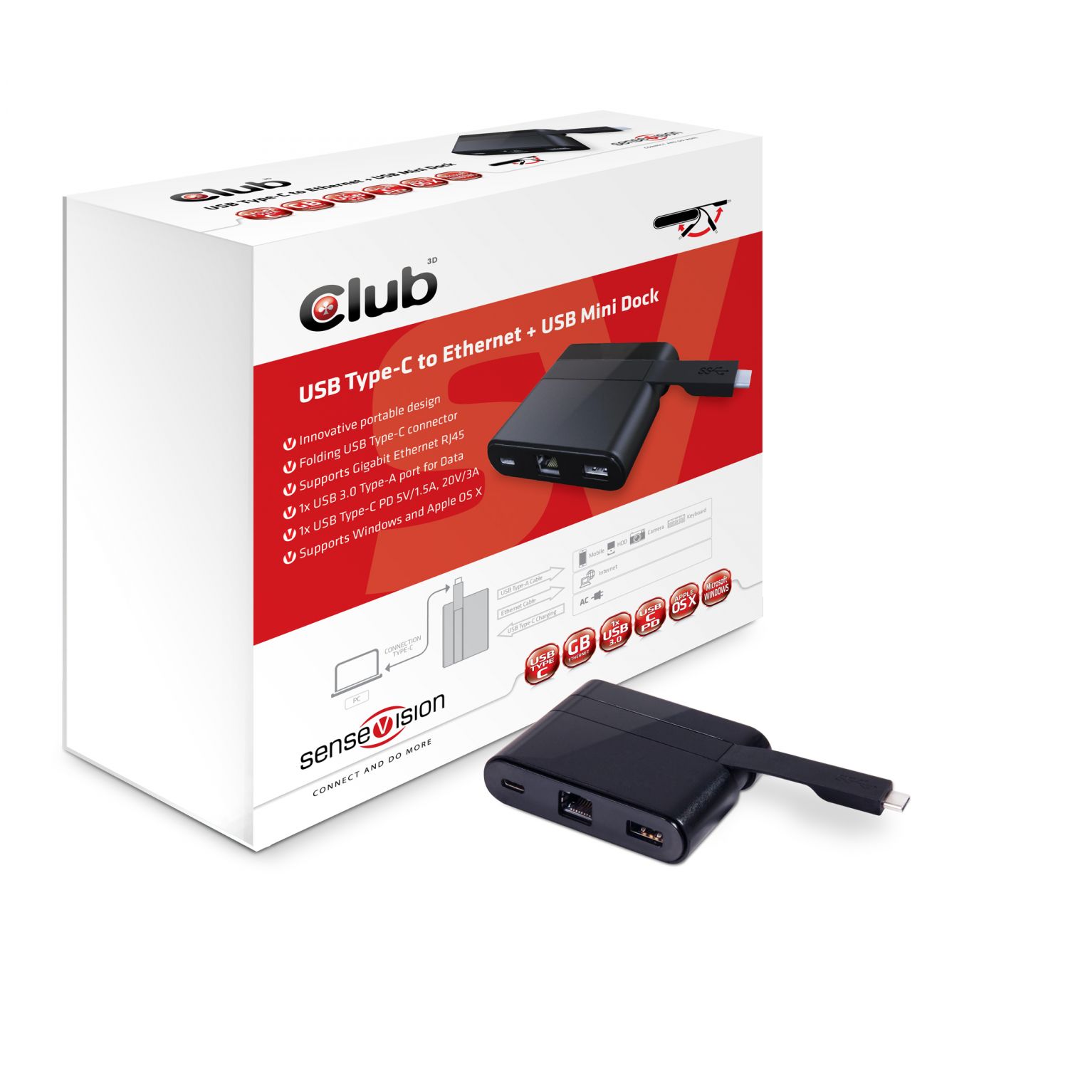 CSV-1530 - Minidock Club 3D USB-C/RJ45+USB-A+USB-C (CSV-1530)