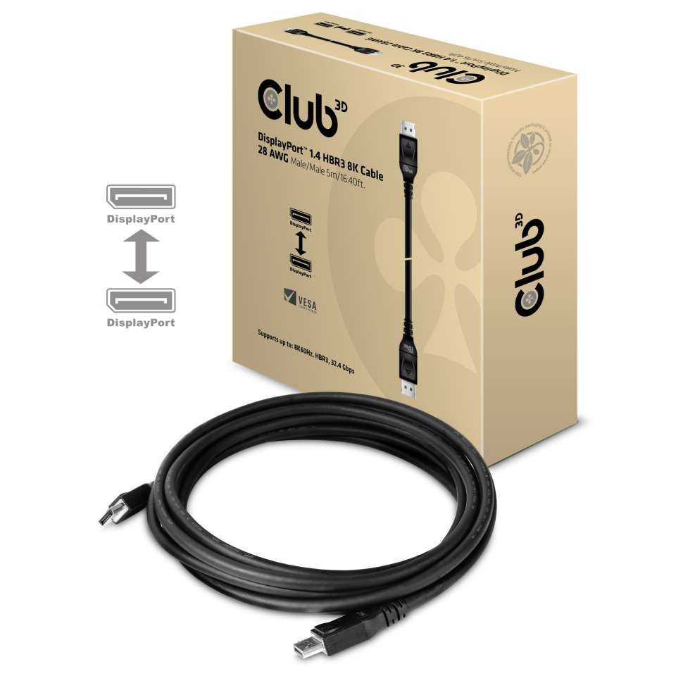 CAC-1061 - Cable Club 3D DP 1.4/M a DP 1.4/M 5m Negro (CAC-1061)