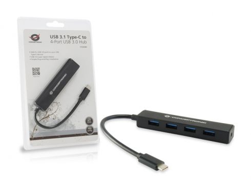 CTC4USB3 - Hub CONCEPTRONIC USB-C 3.1 a 4xUSB-A 3.0 Negro (CTC4USB3)