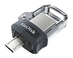 SDDD3-032G-G46 - Pendrive SANDISK Dual mUSB USB-A 3.0 32Gb Lectura 150 Mb/s Negro/Plata/Transparente (SDDD3-032G-G46)