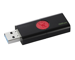 DT106/32GB - Unidad flash USB Kingston Technology DataTraveler 106 unidad  USB 32 GB 3.0 (3.1 Gen 1) Conector USB Tipo A Negro, Rojo
