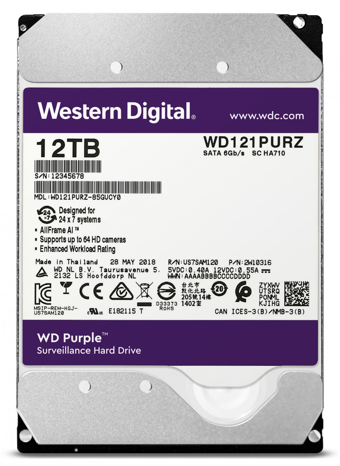 WD121PURZ - Disco WD Purple 3.5