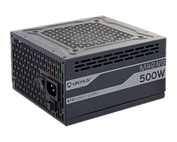 521101 - Fuente UNYKA Magno ATX 500W PFC Semi Modular 87% 120mm RGB 24-pin ATX Molex SATA PCIe Negra (521101)